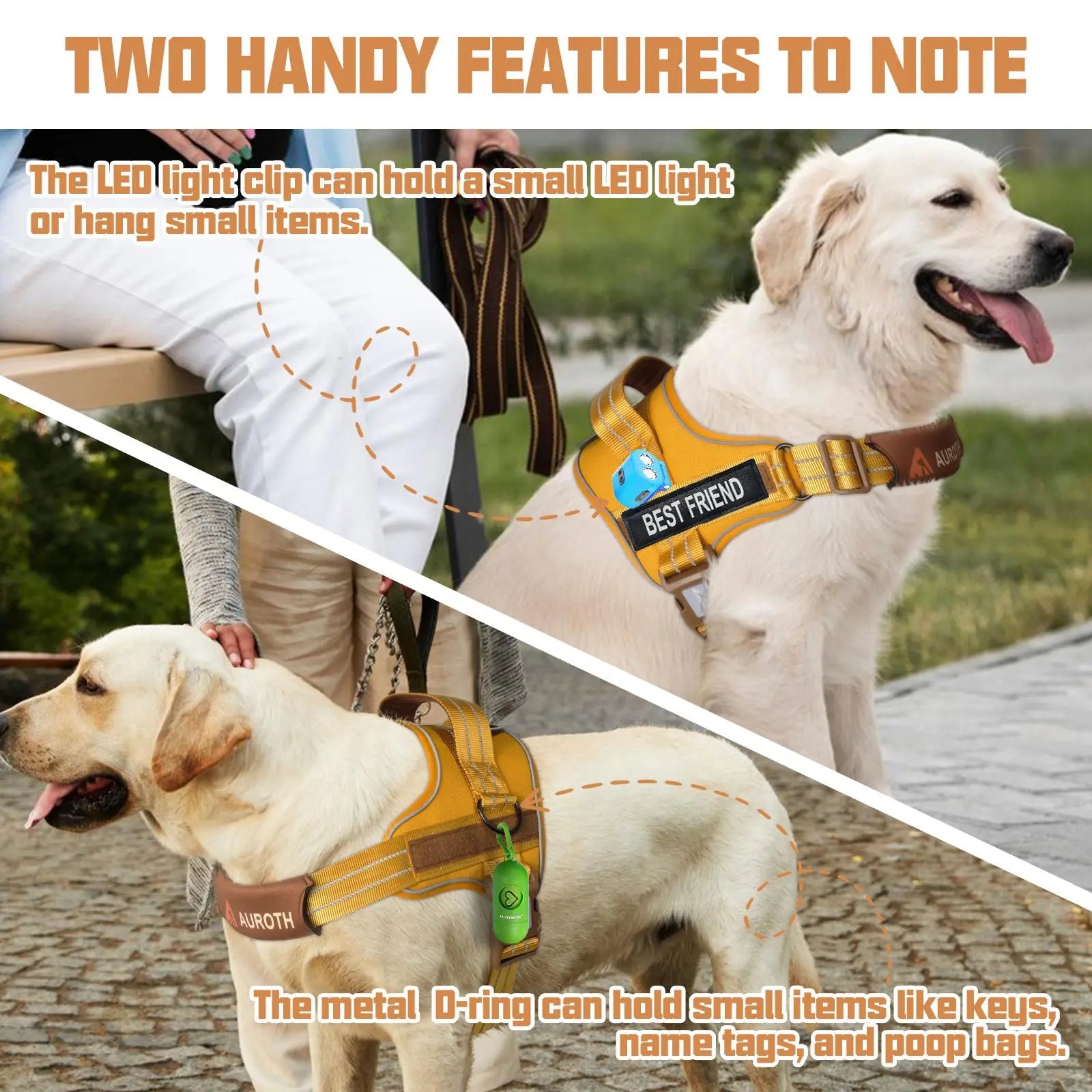 Auroth No-Pull Dog Harness with Adjustable Straps - Soft Padded Safety Vest for Dogs, Reflective Design, Easy On & Off, Perfect for Walking and Training, Suitable for Small, Medium, and Large Breeds