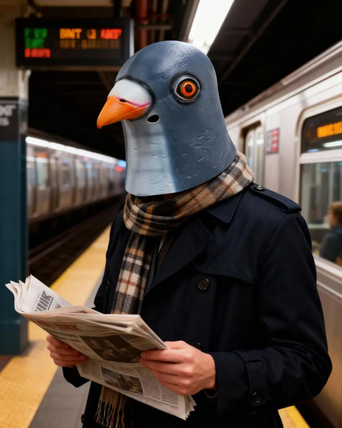 Pigeon Latex Full Head Mask for Halloween Costumes and Cosplay (Grey Blue)