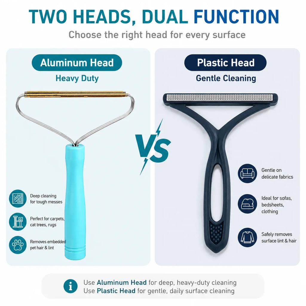 2-Piece Reusable Pet Hair Removal Set for Carpets, Upholstery, and Pet Accessories