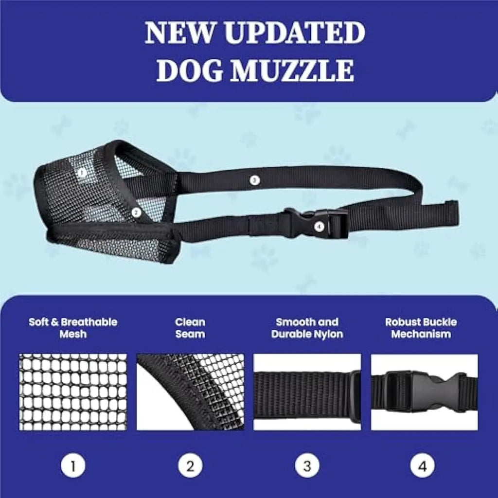 Adjustable Air Mesh Dog Muzzle for Multiple Breeds | Effective Solution for Biting, Scavenging, Licking, and Chewing