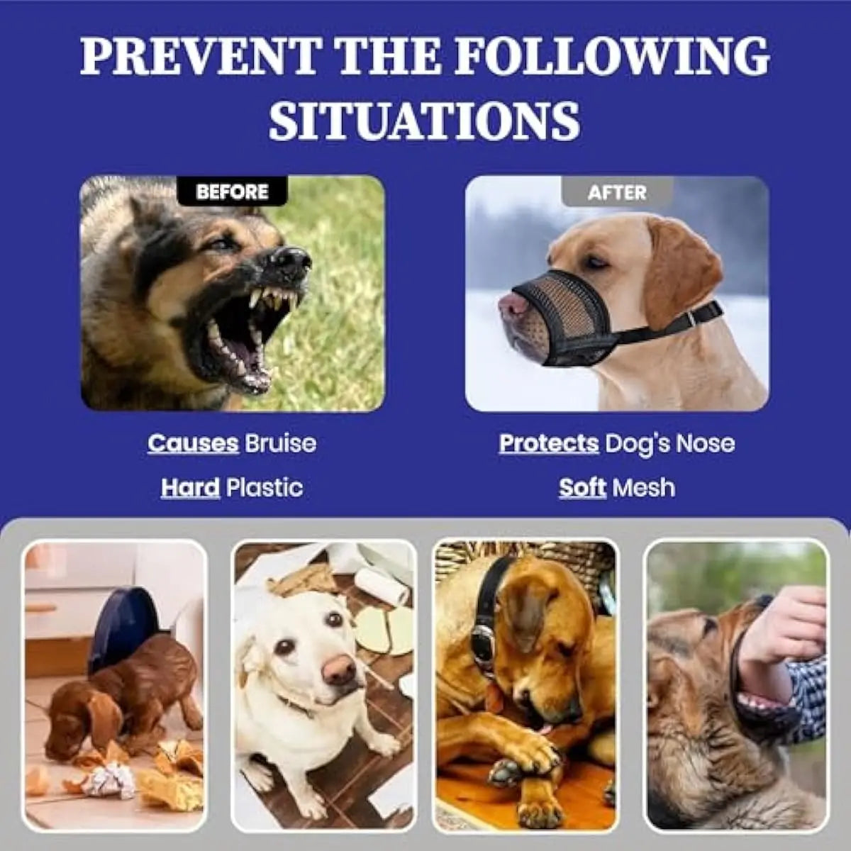 Adjustable Air Mesh Dog Muzzle for Multiple Breeds | Effective Solution for Biting, Scavenging, Licking, and Chewing