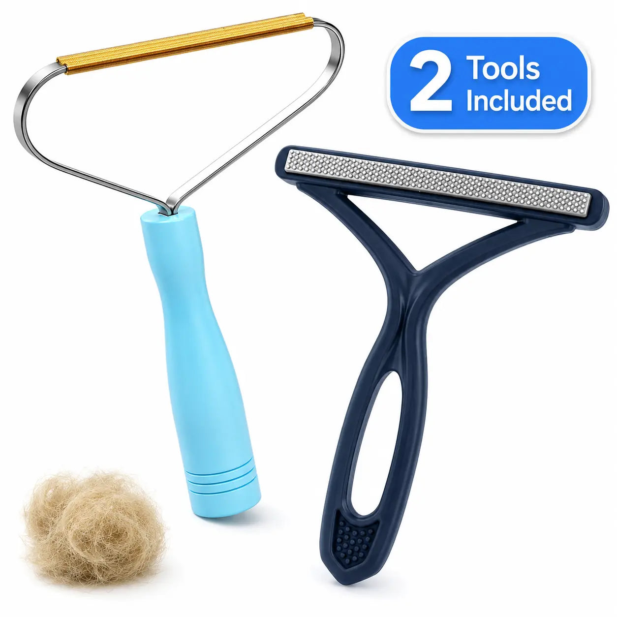 2-Piece Reusable Pet Hair Removal Set for Carpets, Upholstery, and Pet Accessories