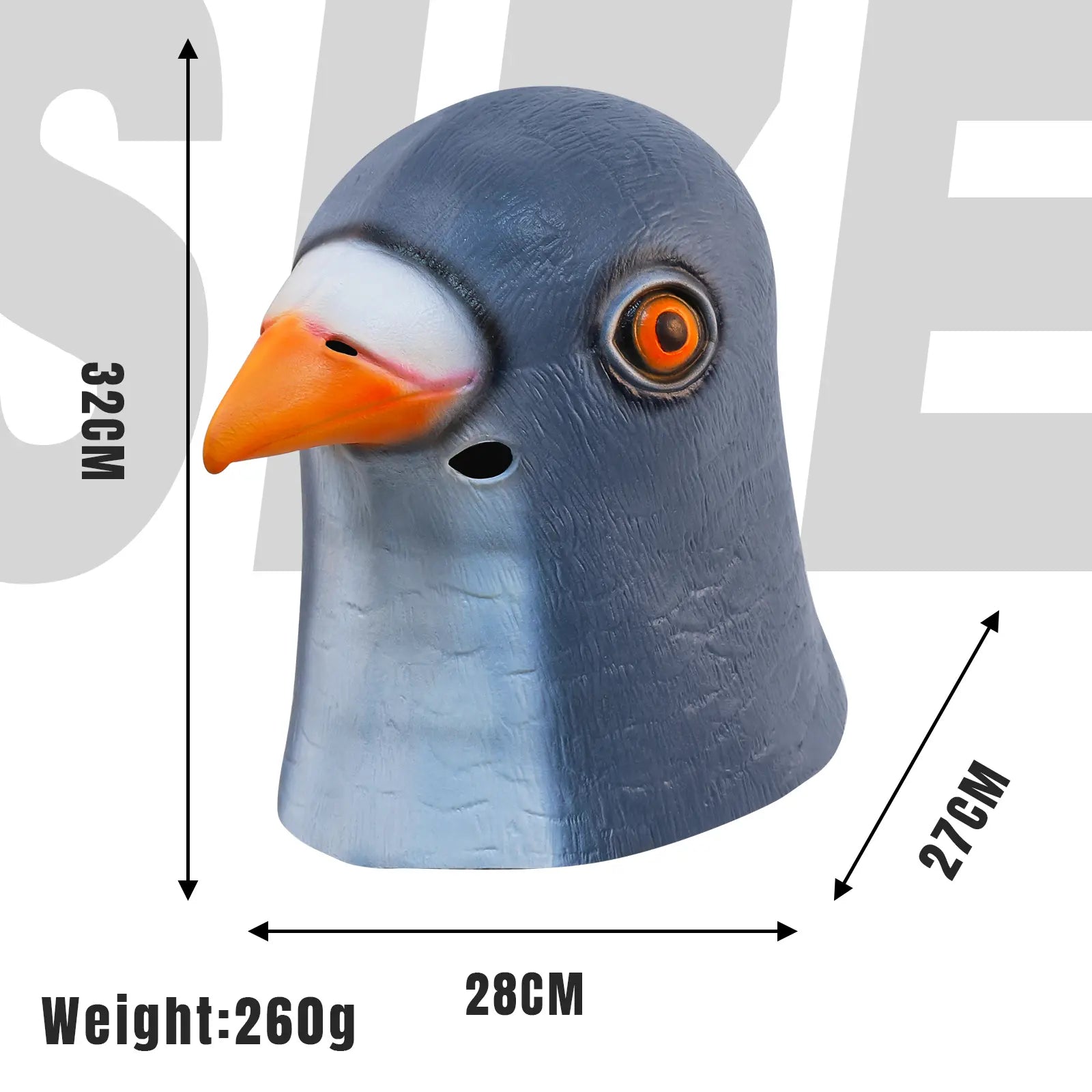 Pigeon Latex Full Head Mask for Halloween Costumes and Cosplay (Grey Blue)